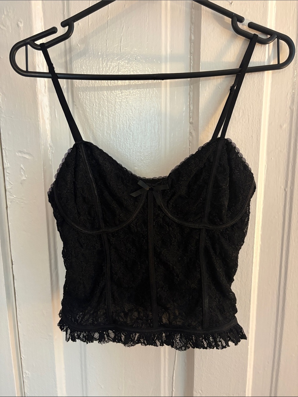 Astr Black Lace Corset-Style Camisole with Adjustable Straps